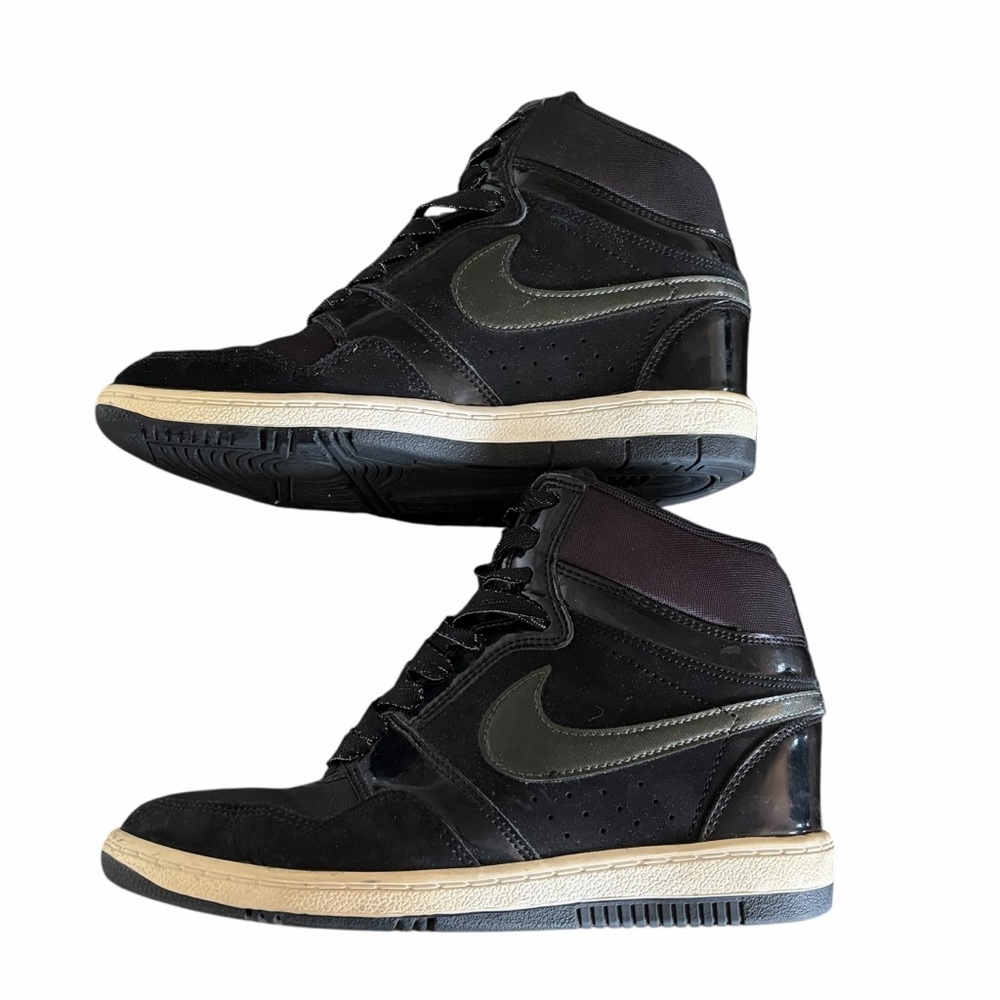 Nike Force Dunk Sky High Hidden Wedge Sneaker Shoe Black Size 7.5 - Picture 2 of 9